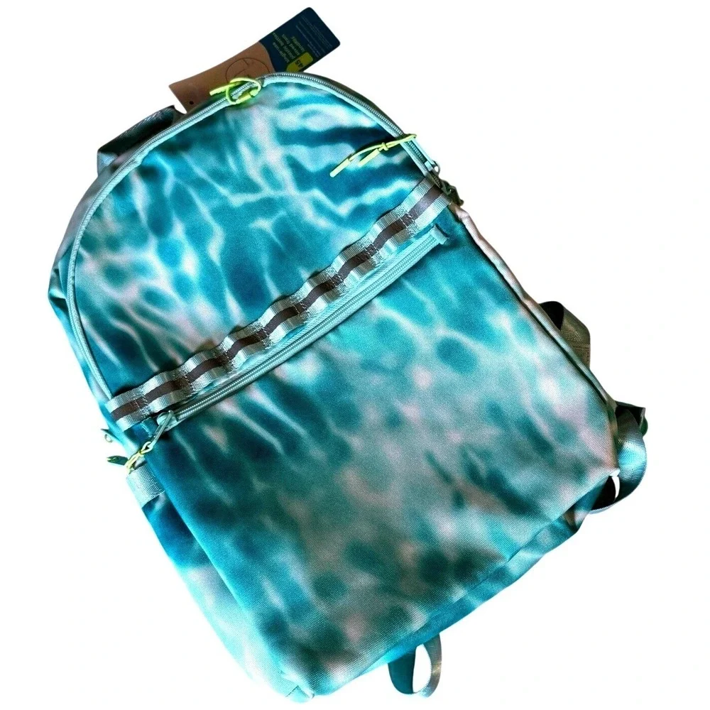EcoTech Riley Tie Dye Backpack Y2K Soft Girl Travel Laptop Bag NWT Aqua Recycle